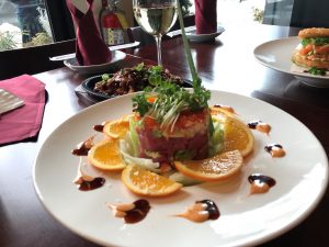 Tuna Tartare and Spicy Pork Bulgogi at Mix It Restaurant in Cambridge MA